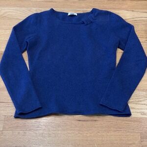Garnet Hill 100% Cashmere Girls Sweater Blue Minimalist Winter Youth S Luxury